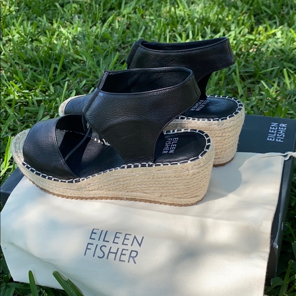 Eileen Fisher espadrille black size 8